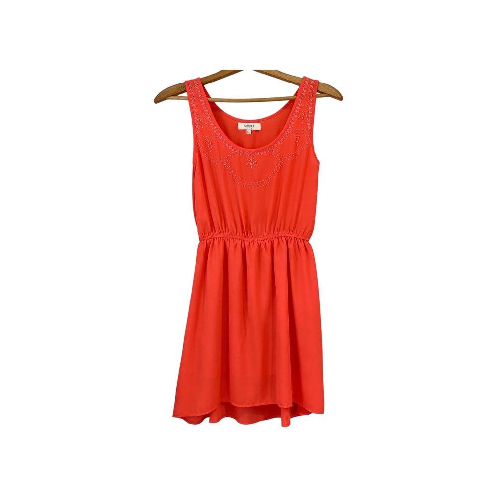 Umgee USA Coral Dress Sleeveless Beaded Detail Casual Summer Mini‎ Dress